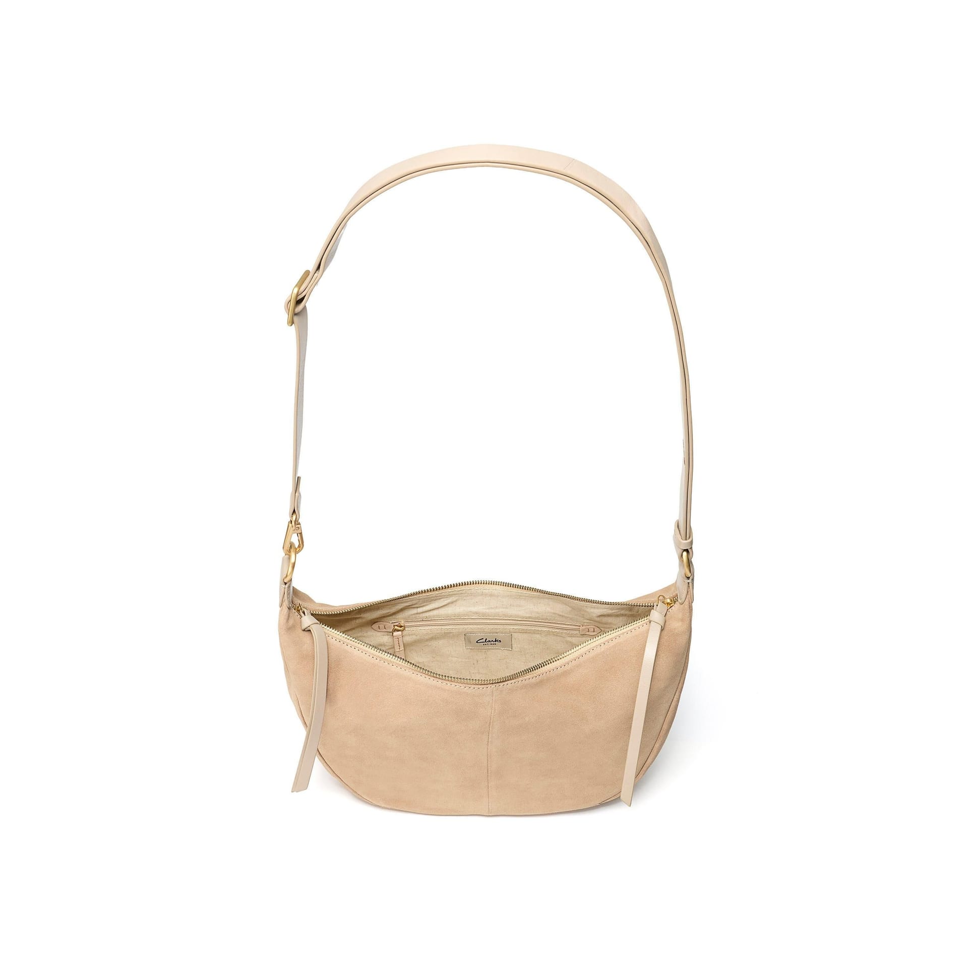 Clarks Clarks Women's Willow Moon Taupe Suede Shoulder Bag, Cross Body Bag in Beige - 4