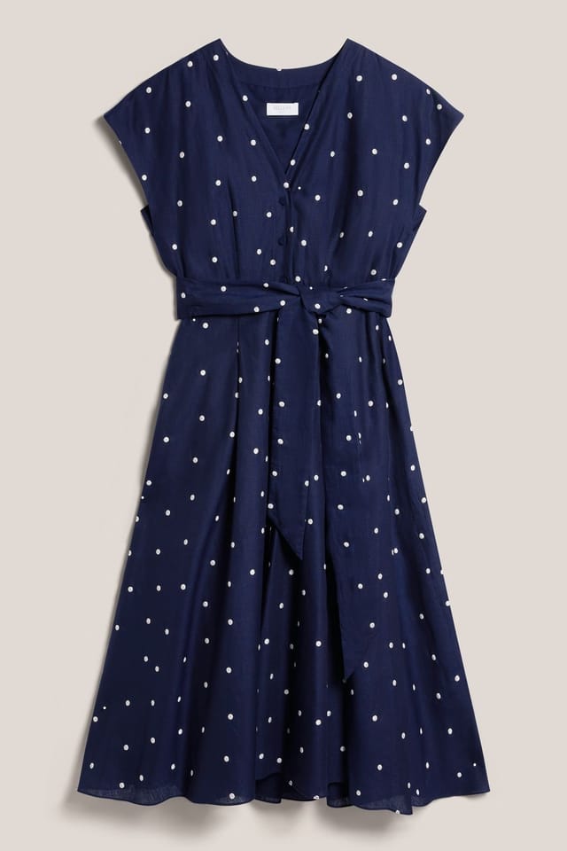 Hobbs London Hobbs London Women's Samantha Polka Dot Midi Dress in Navy - 2