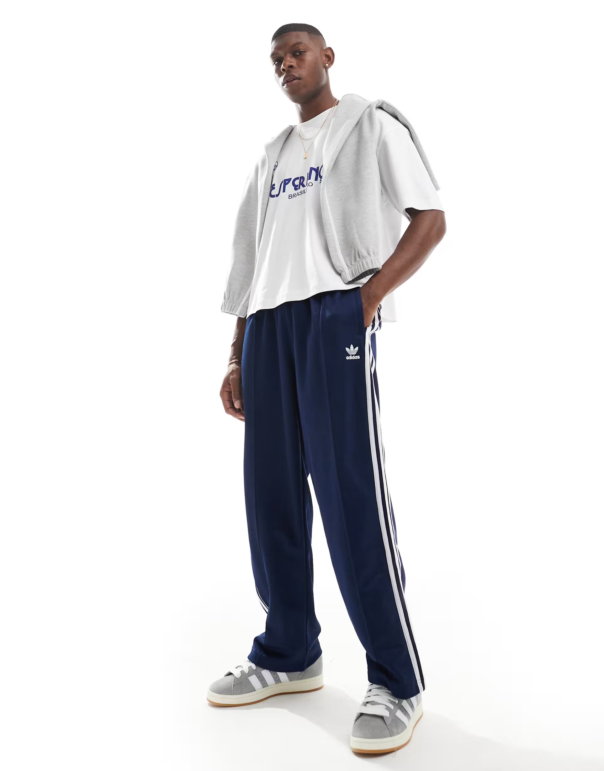 ASOS adidas Originals Firebird Loose track pants in navy - 1