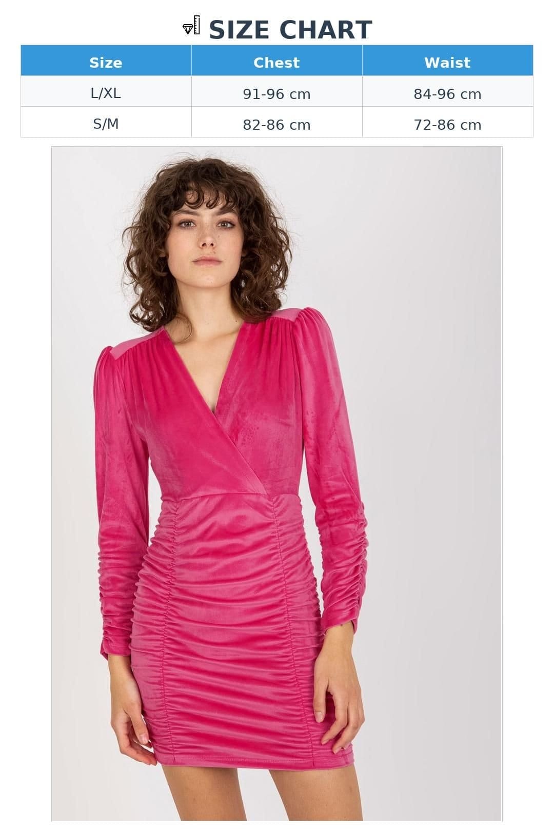 Love Lace Love Lace Women's Velour Long Sleeve Evening Dress with Creases in Pink - 4
