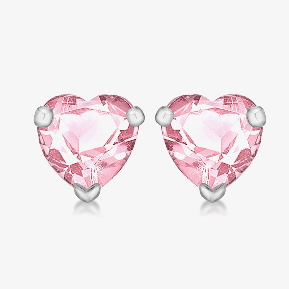 T.H.Baker T.H.Baker Women's Sterling Silver Pink Crystal Heart Stud Earrings 8.57.7289 - 1