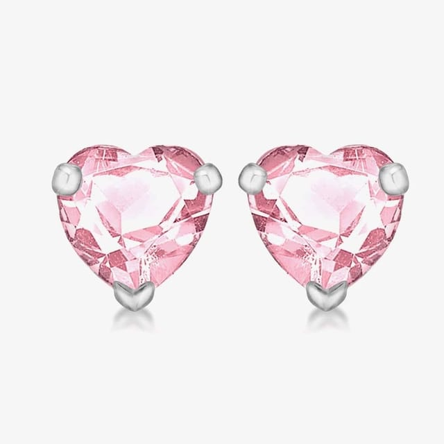 T.H.Baker T.H.Baker Women's Sterling Silver Pink Crystal Heart Stud Earrings 8.57.7289 - 2