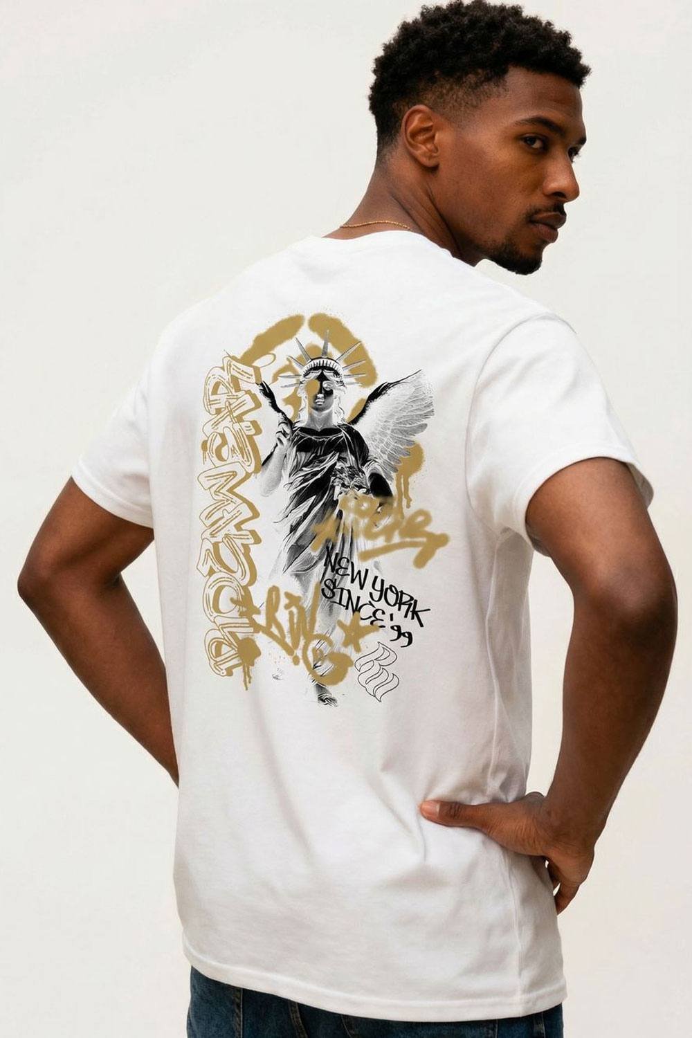RocaWear Rocawear Men's Graffiti Statue T-Shirt in White - 3