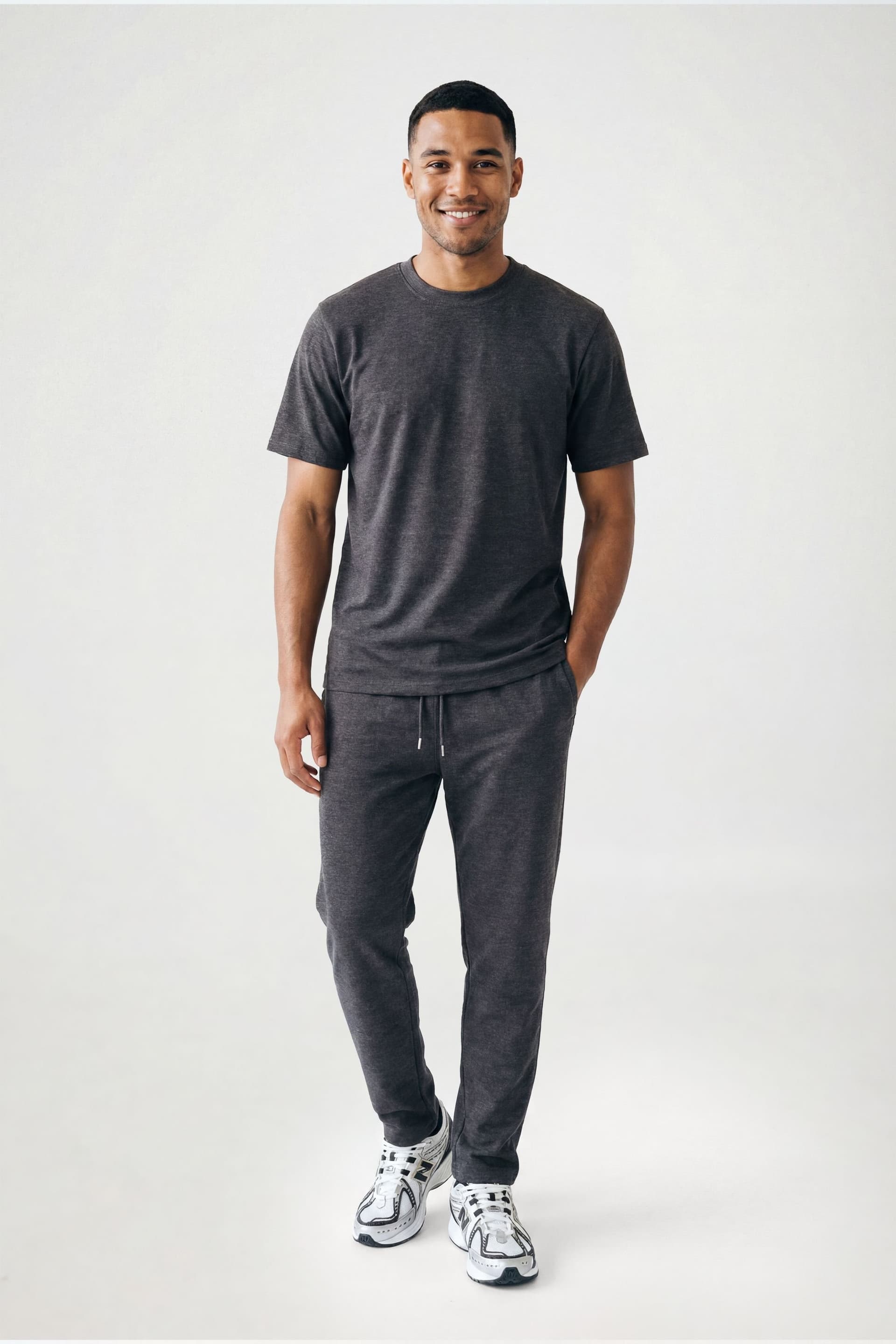 CICAY CICAY Men's Open Hem Drawstring Joggers - Cotton Blend Straight Leg in Charcoal