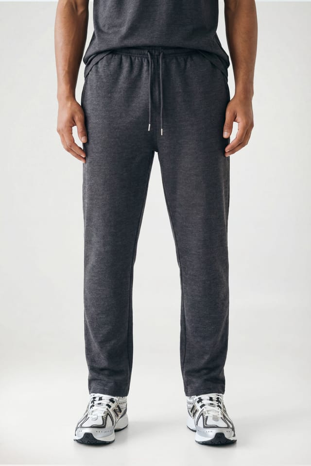 CICAY CICAY Men's Open Hem Drawstring Joggers - Cotton Blend Straight Leg in Charcoal - 2