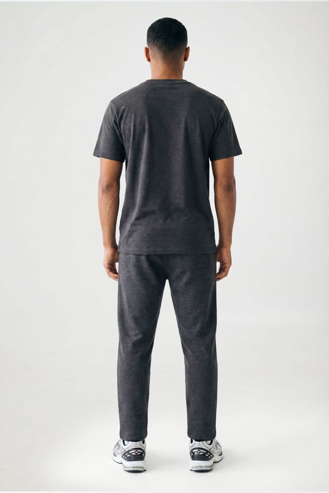 CICAY CICAY Men's Open Hem Drawstring Joggers - Cotton Blend Straight Leg in Charcoal - 3