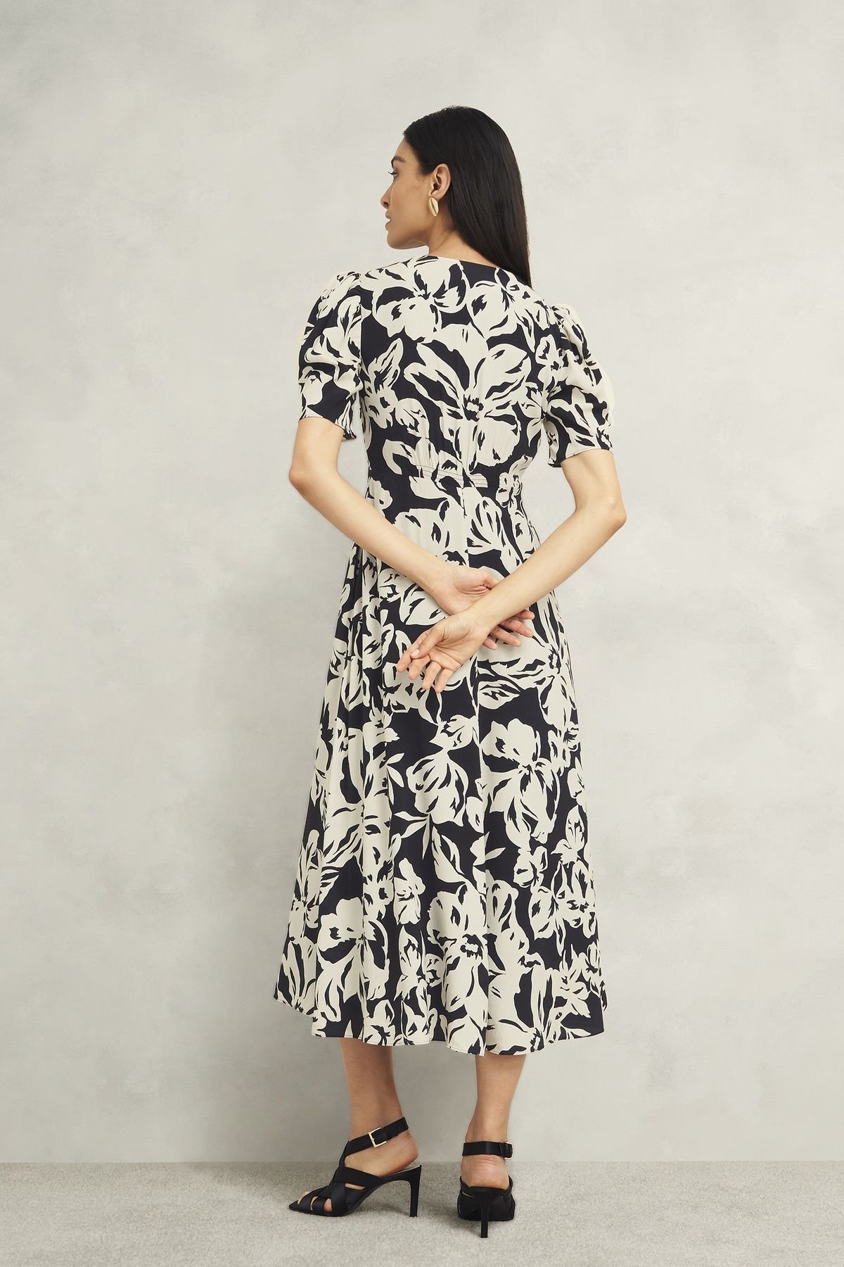 Hobbs London Hobbs London Women's Chiltern Puff Sleeve Midi Dress in Black - 4