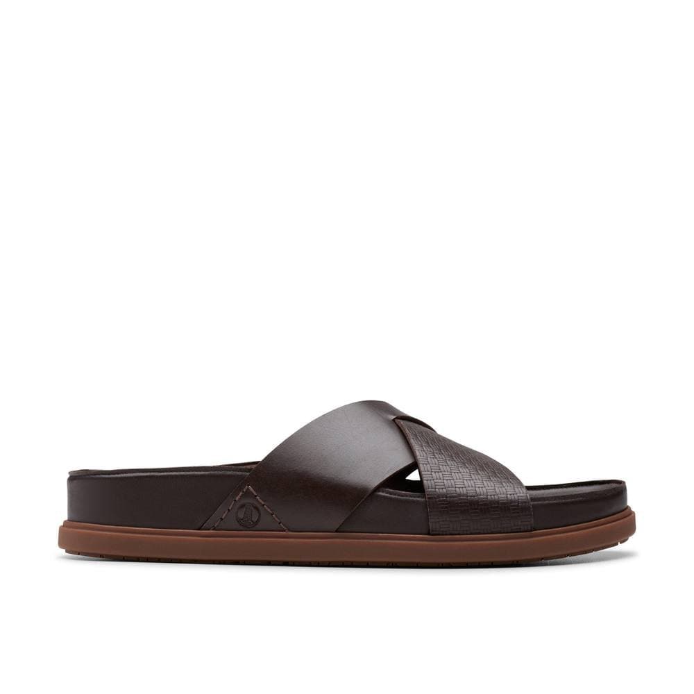 Clarks Clarks Men's Torford Cross Brown Leather Flat Sandals