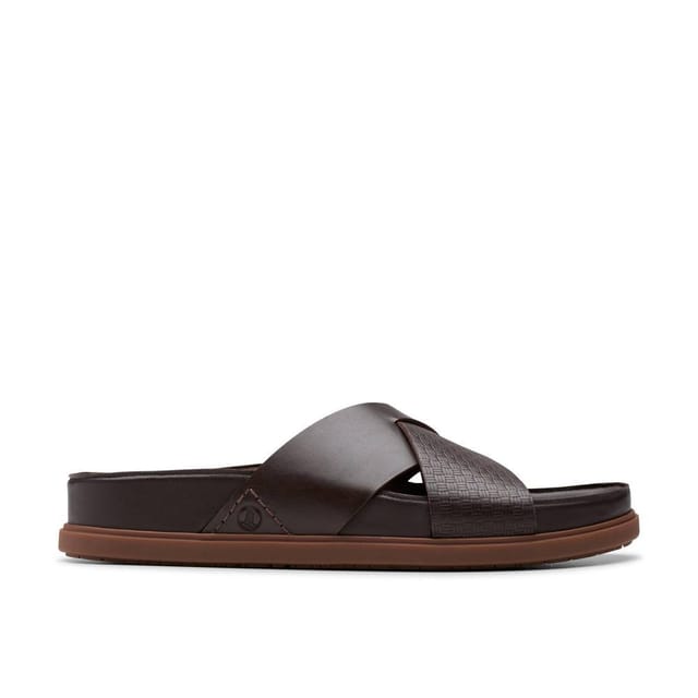 Clarks Clarks Men's Torford Cross Brown Leather Flat Sandals - 2