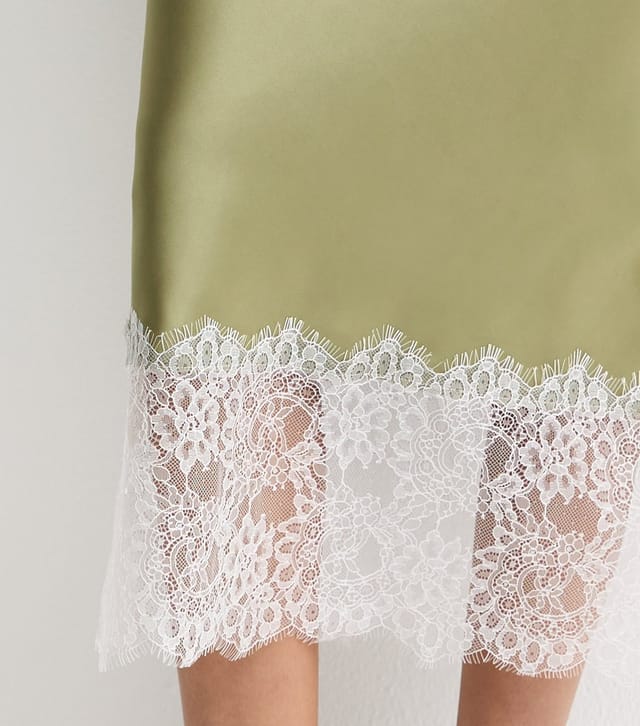 New Look Women's Light Green Deep Lace Trim Midi Skirt New Look - 3