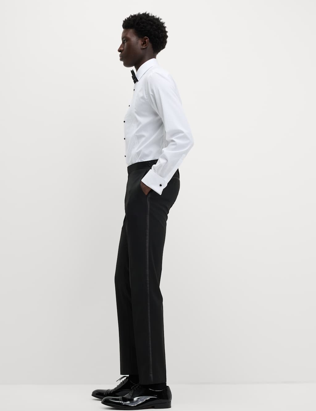 Marks & Spencer M&S Black Skinny Fit Stretch Tuxedo Trousers