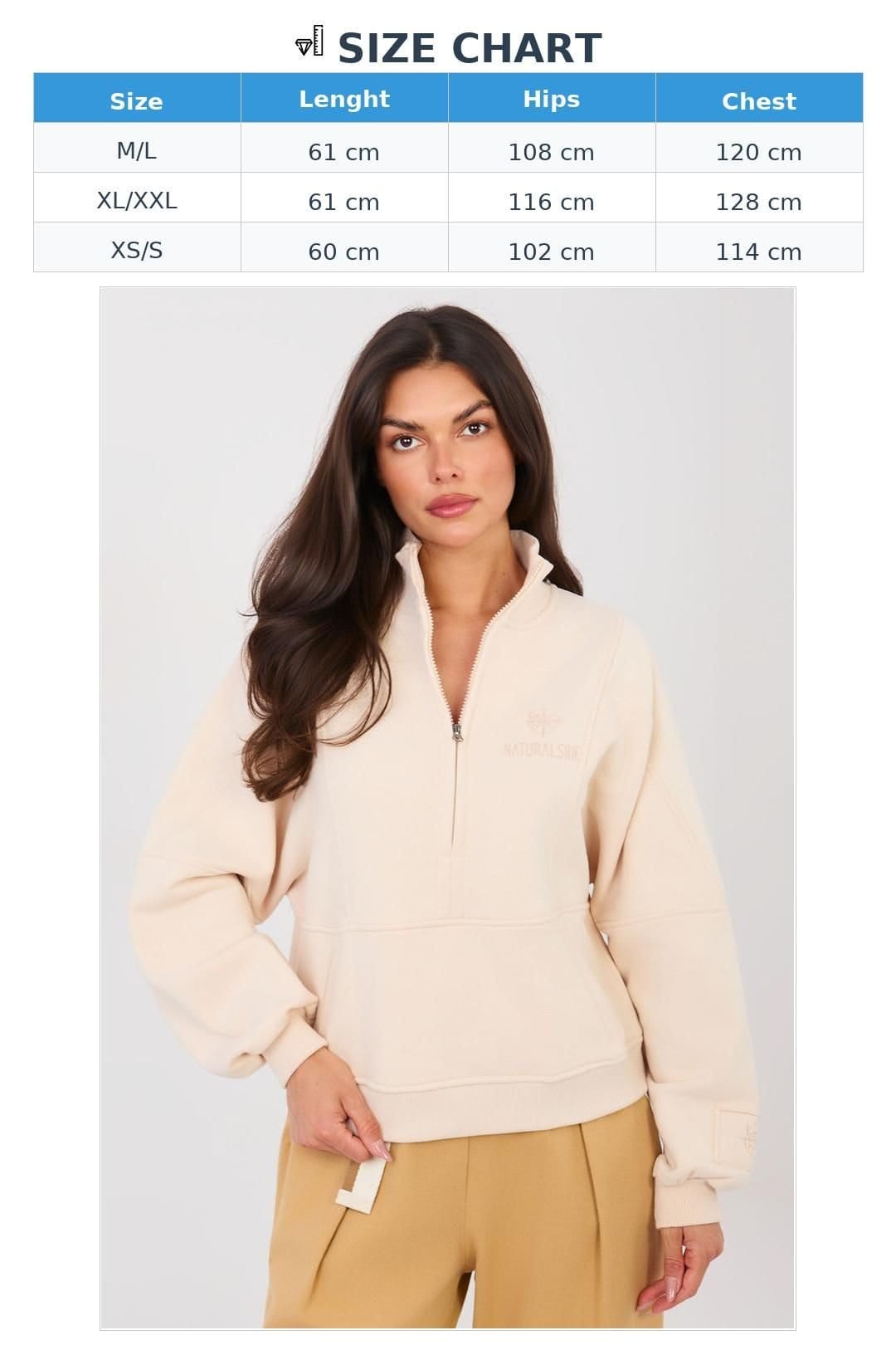 Love Lace Love Lace Women's Stand Collar Half Zip Cotton Blend Sweatshirt in Beige - 4
