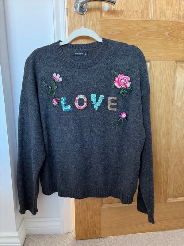 Bershka Bershka dark grey embellished oversized jumper