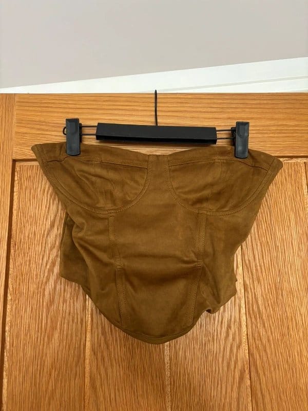 Bershka Bershka faux suede corset in tan size M - 1