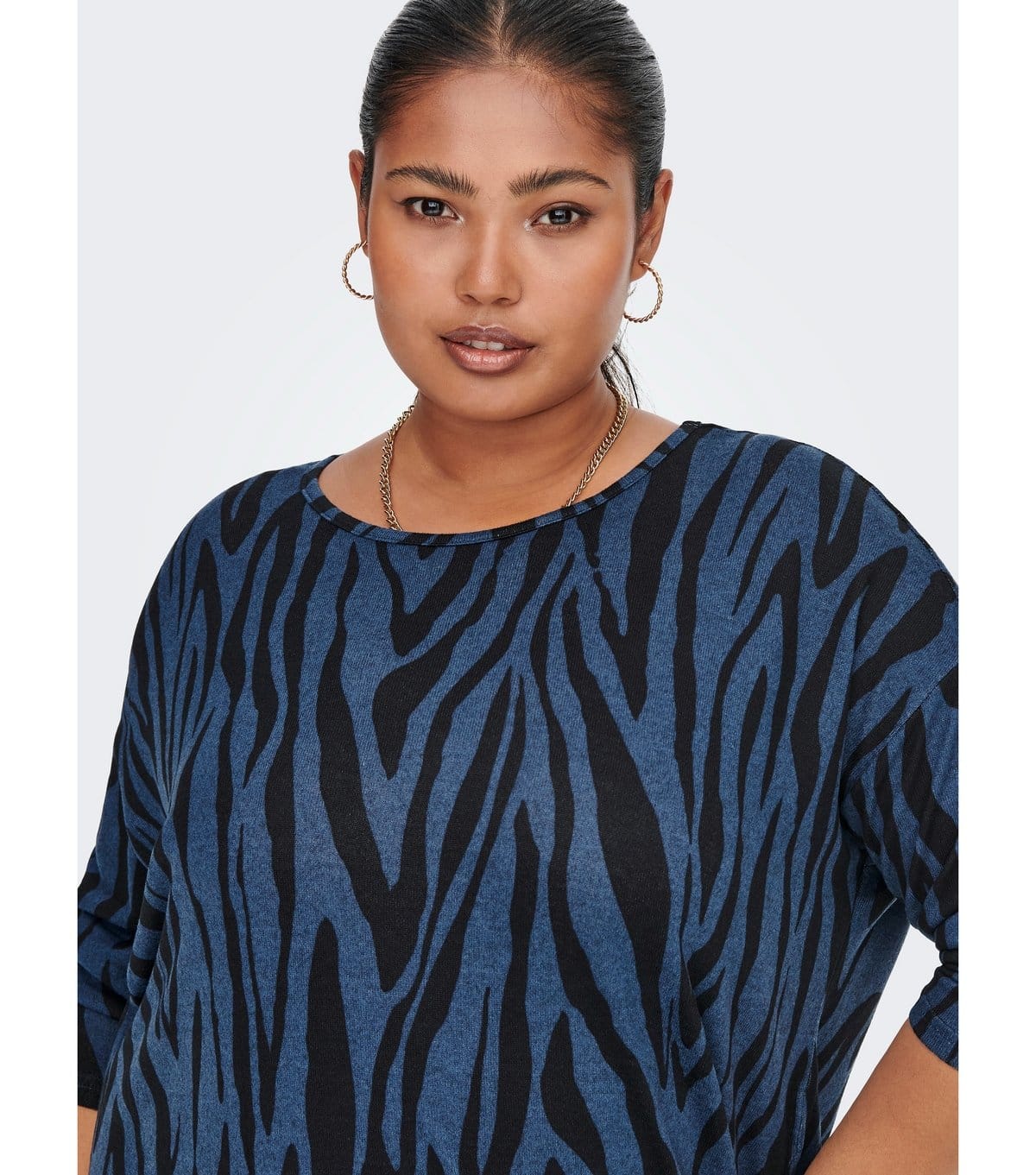 Only Women's Plus Size Blue Animal Print Long Sleeve Mini Dress Curves ONLY New Look - 4