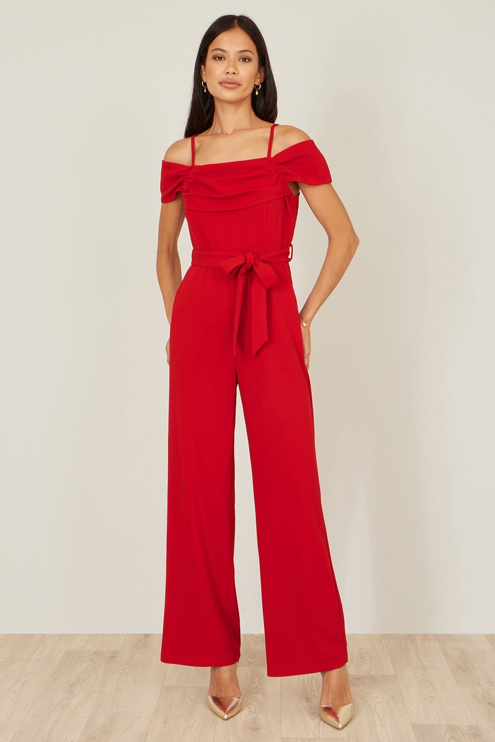 Yumi Yumi Women's Red Stretch Bardot Jumpsuit - 3