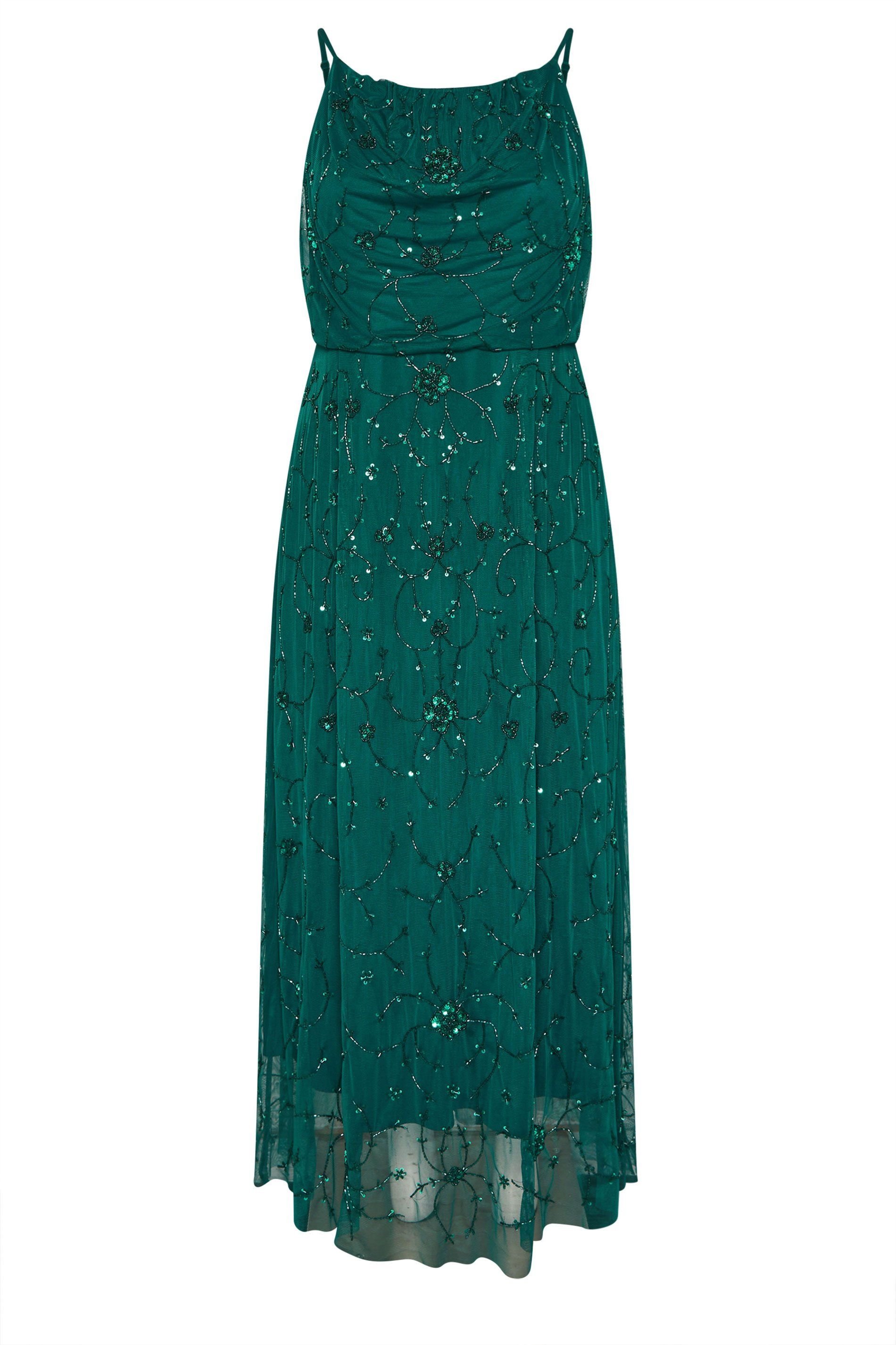 Yours Yours Women's Floral Hand Embellished Maxi Dress in Green - 2