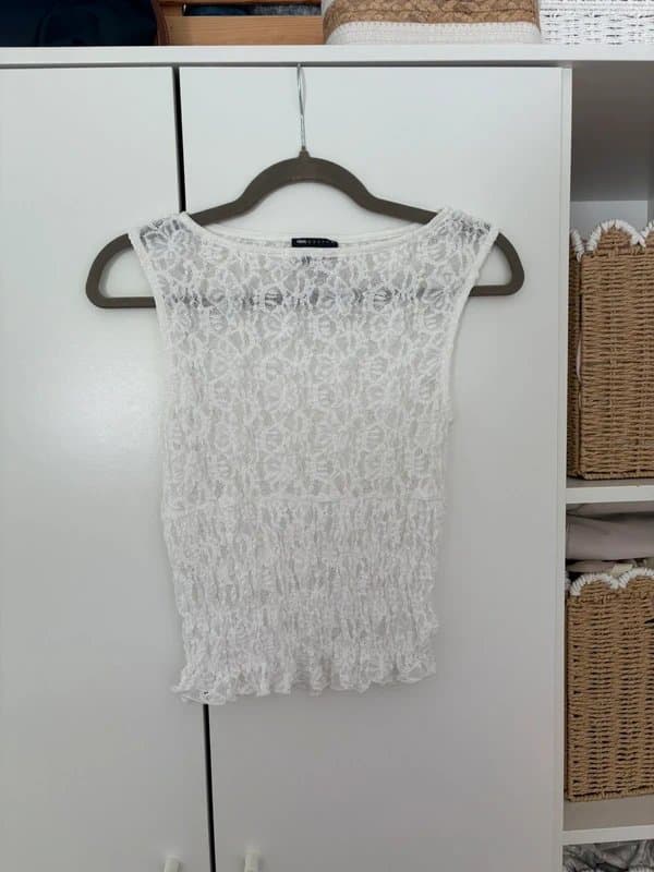 ASOS White lace ruched top