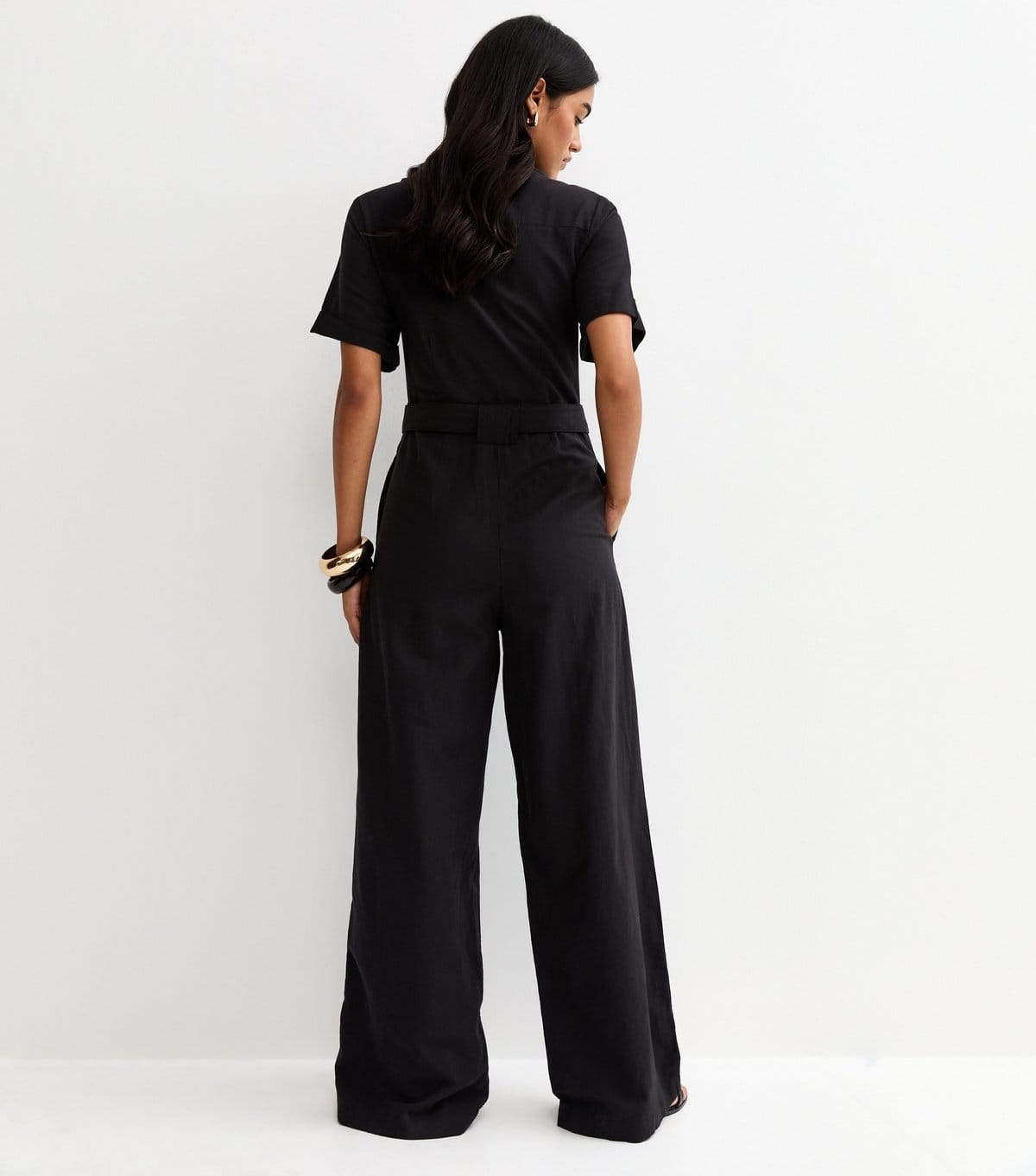 New Look Women's Black Short Sleeve Belted Jumpsuit New Look - 4