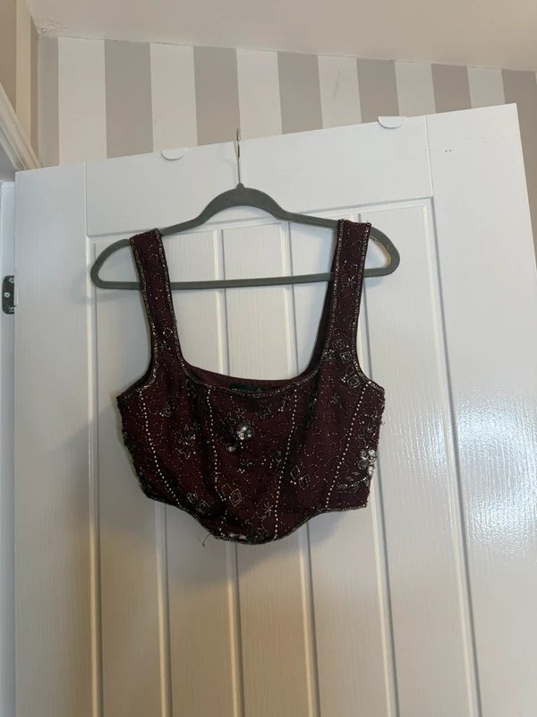 Asos luxe ASOS Luxe Embellished sequin crop top burgundy - 1