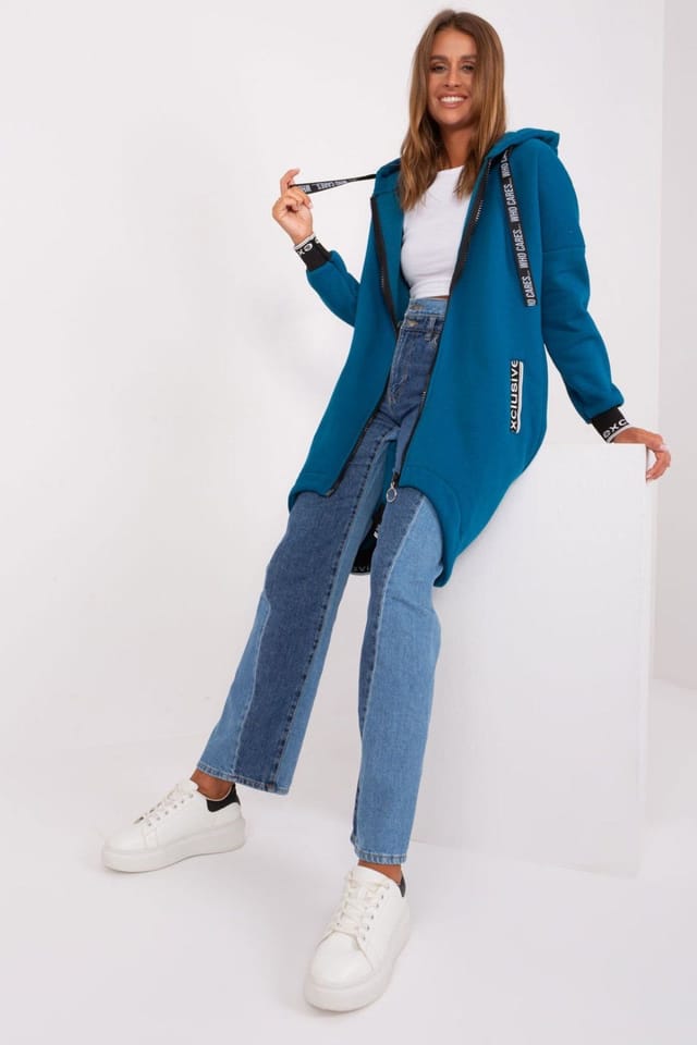 Love Lace Love Lace Women's Soft Cotton Hooded Zip Sweatshirt with Pockets Style 185932 in Blue - 2
