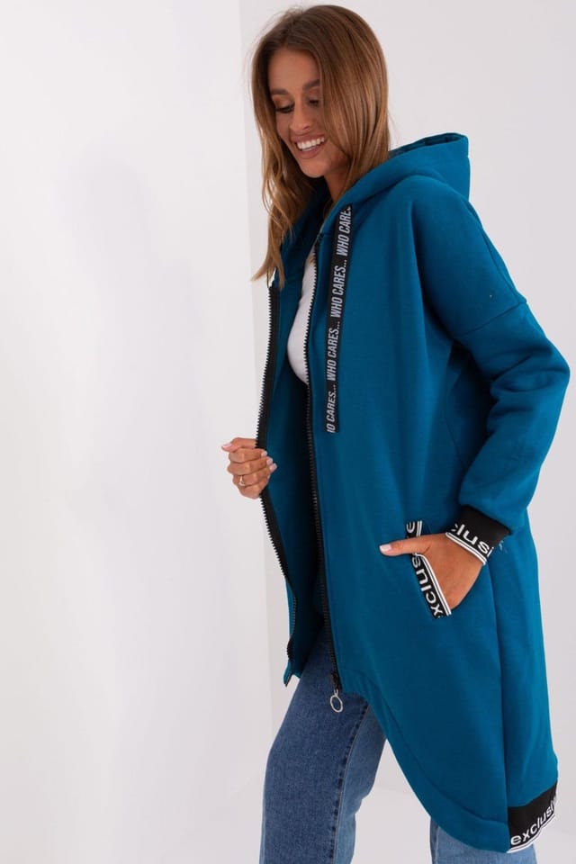 Love Lace Love Lace Women's Soft Cotton Hooded Zip Sweatshirt with Pockets Style 185932 in Blue - 3
