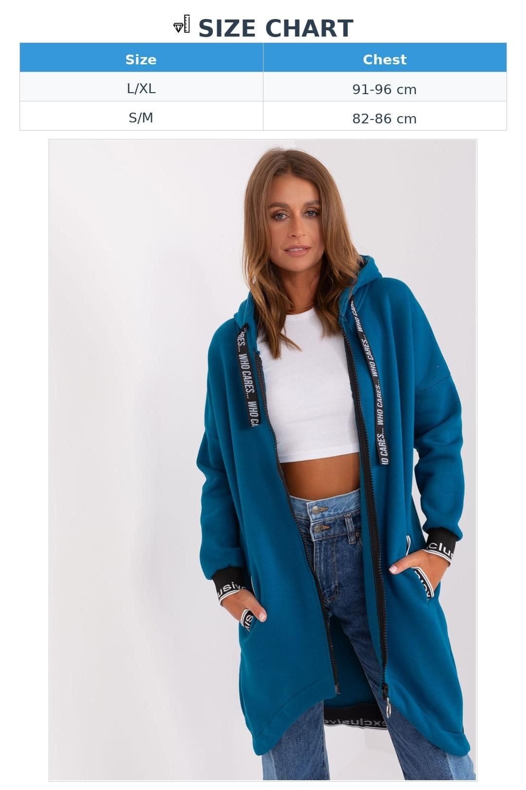 Love Lace Love Lace Women's Soft Cotton Hooded Zip Sweatshirt with Pockets Style 185932 in Blue - 4
