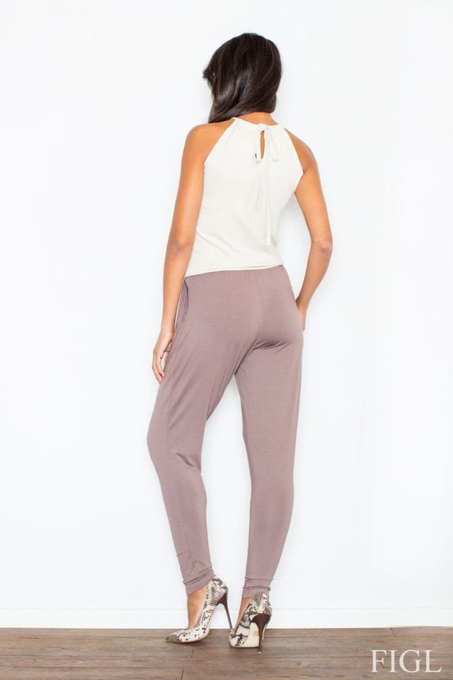 Love Lace Love Lace Women's Two Tone Flowing Jumpsuit With Teardrop Neck in Brown - 2