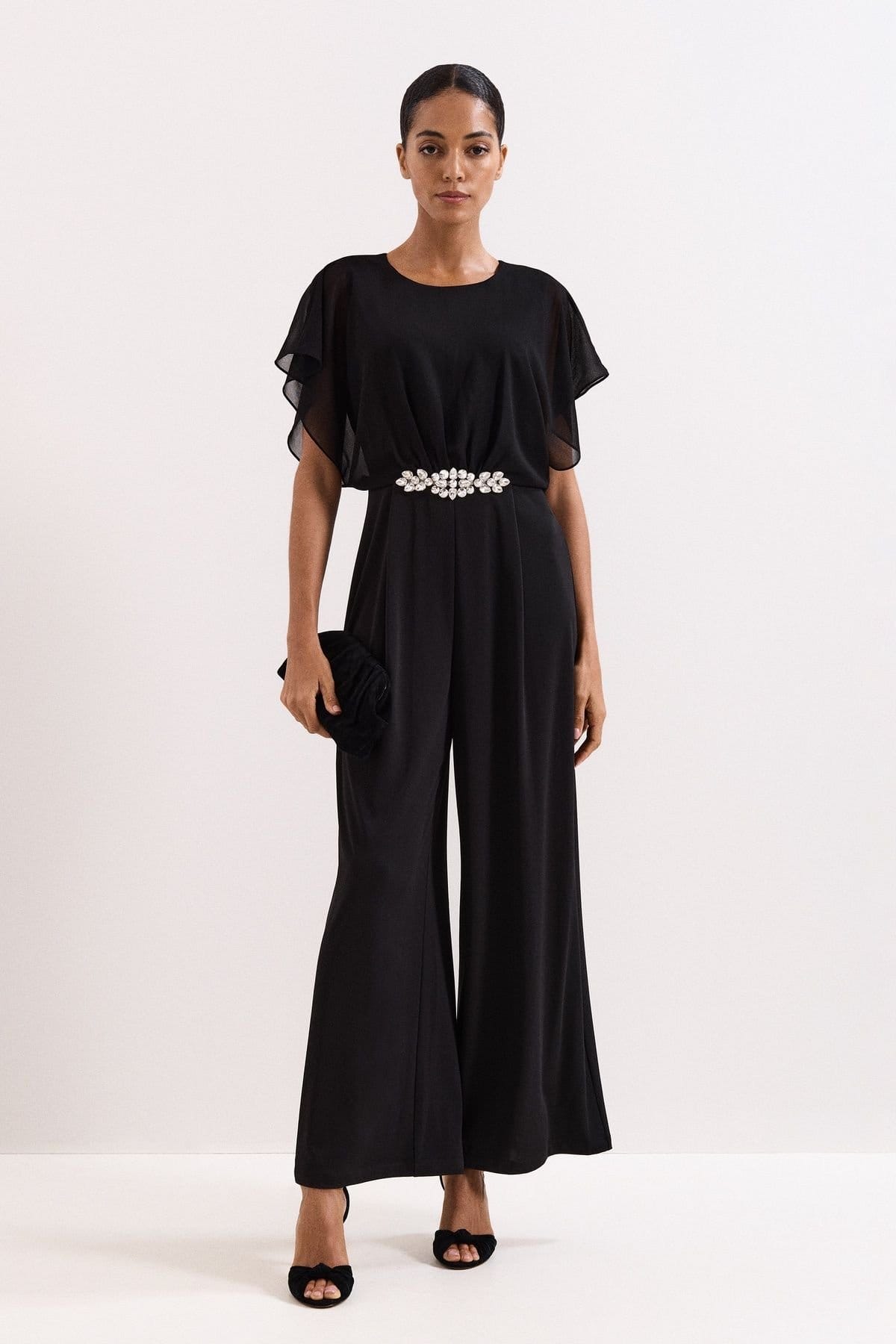 Phase Eight Black Embellished Waist Jumpsuit