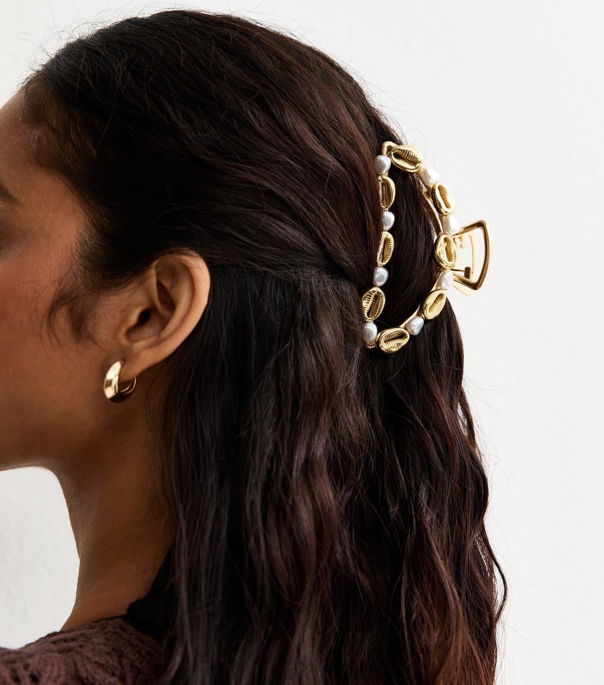 New Look Gold Tone Pearl And Shell Hair Claw Clip New Look