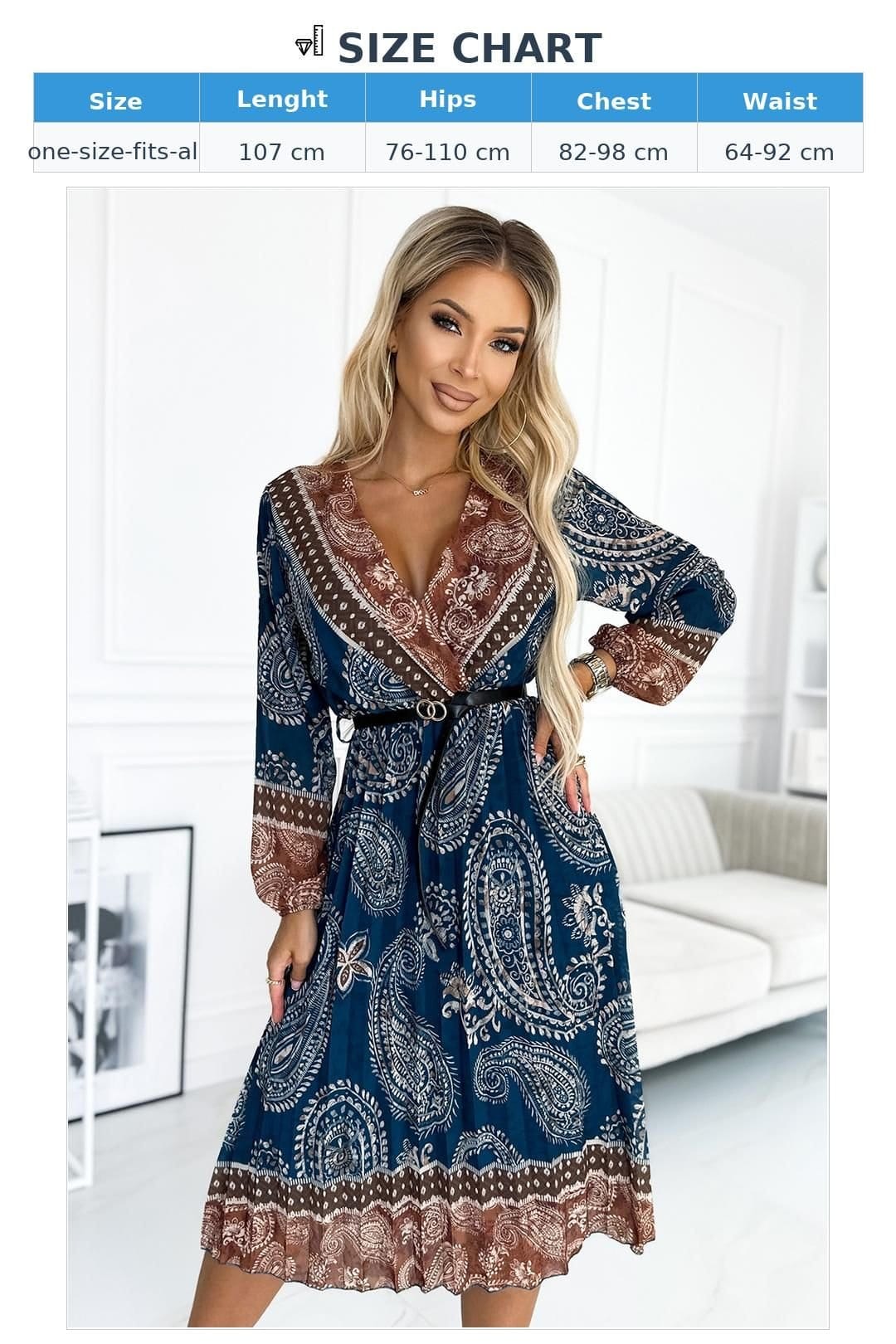 Love Lace Love Lace Women's Basic Pleated Chiffon Midi Dress Belt in Navy - 4