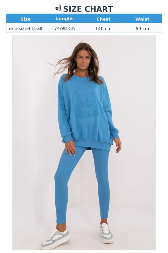 Love Lace Love Lace Women's Cotton Leggings & Sweatshirt Set Style 202316 in Blue - 3