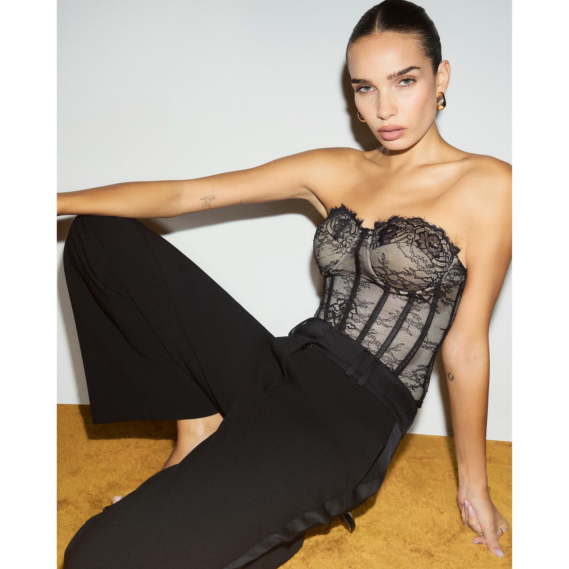 River Island River Island Womens Black Lace Corset Top