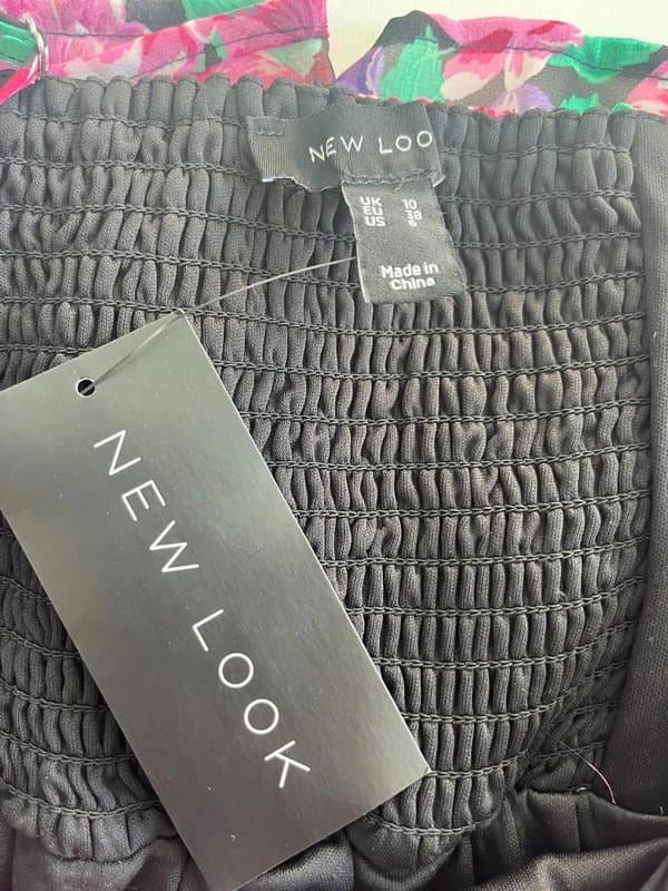 New Look New look dress size small 10 pink floral ruffle chiffon womens new eu38 rrp £40