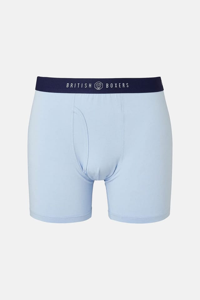 British Boxers British Boxers Men's Pack of Three "Storm Blues" Keyhole Stretch Trunks in Dark Blue - 2