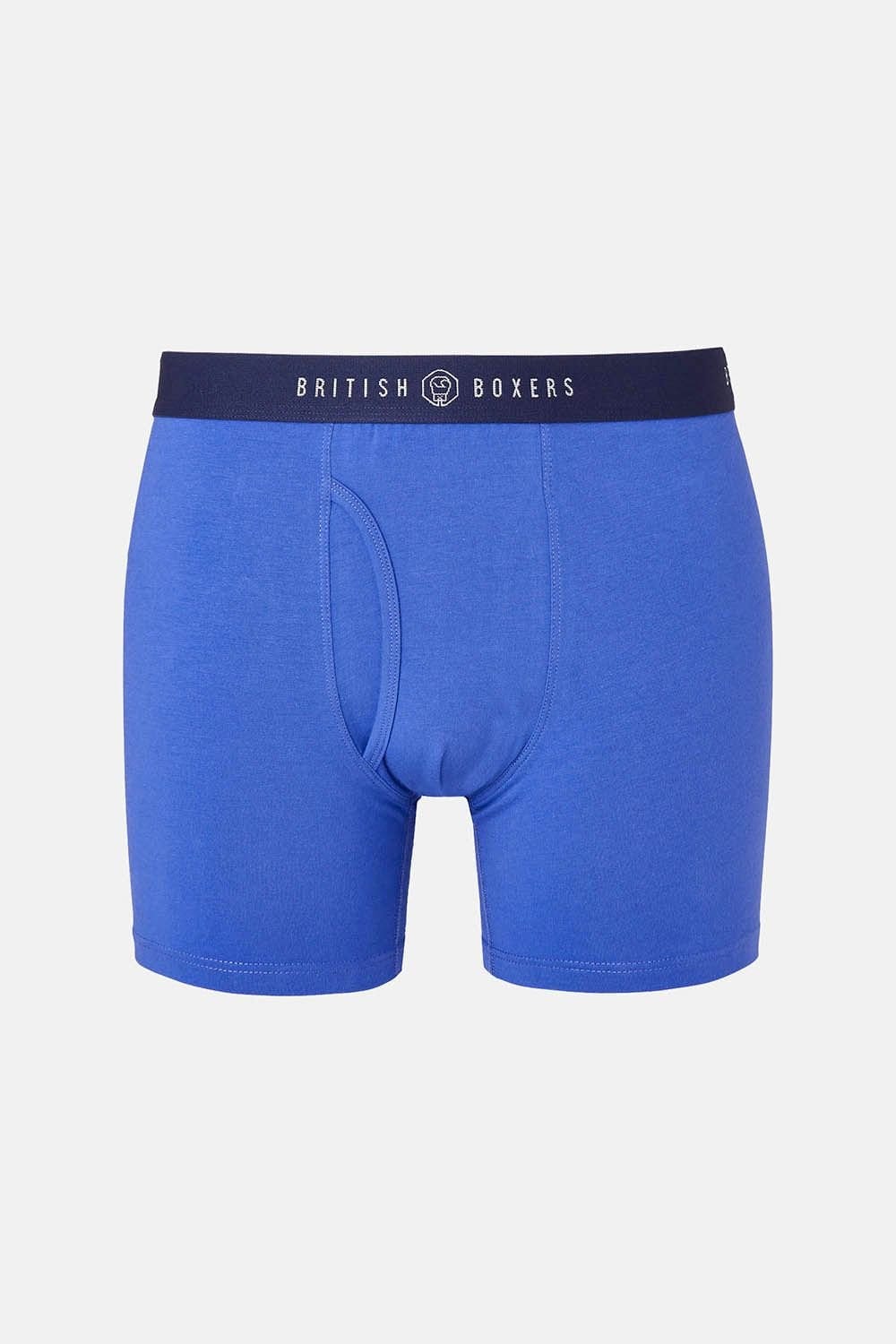 British Boxers British Boxers Men's Pack of Three "Storm Blues" Keyhole Stretch Trunks in Dark Blue - 4