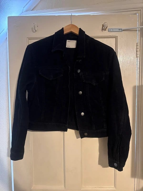 ASOS Cropped Black Denim Corduroy Jacket - 1