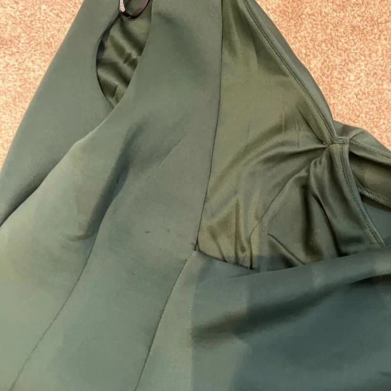 ASOS ASOS Dark Green fallen shoulder pleat midi dress scuba-style fabric  Size 10
