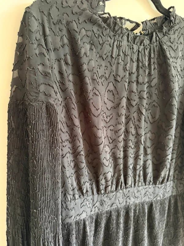 Whistles Whistles Black Textured Pleated Mini Dress UK 12