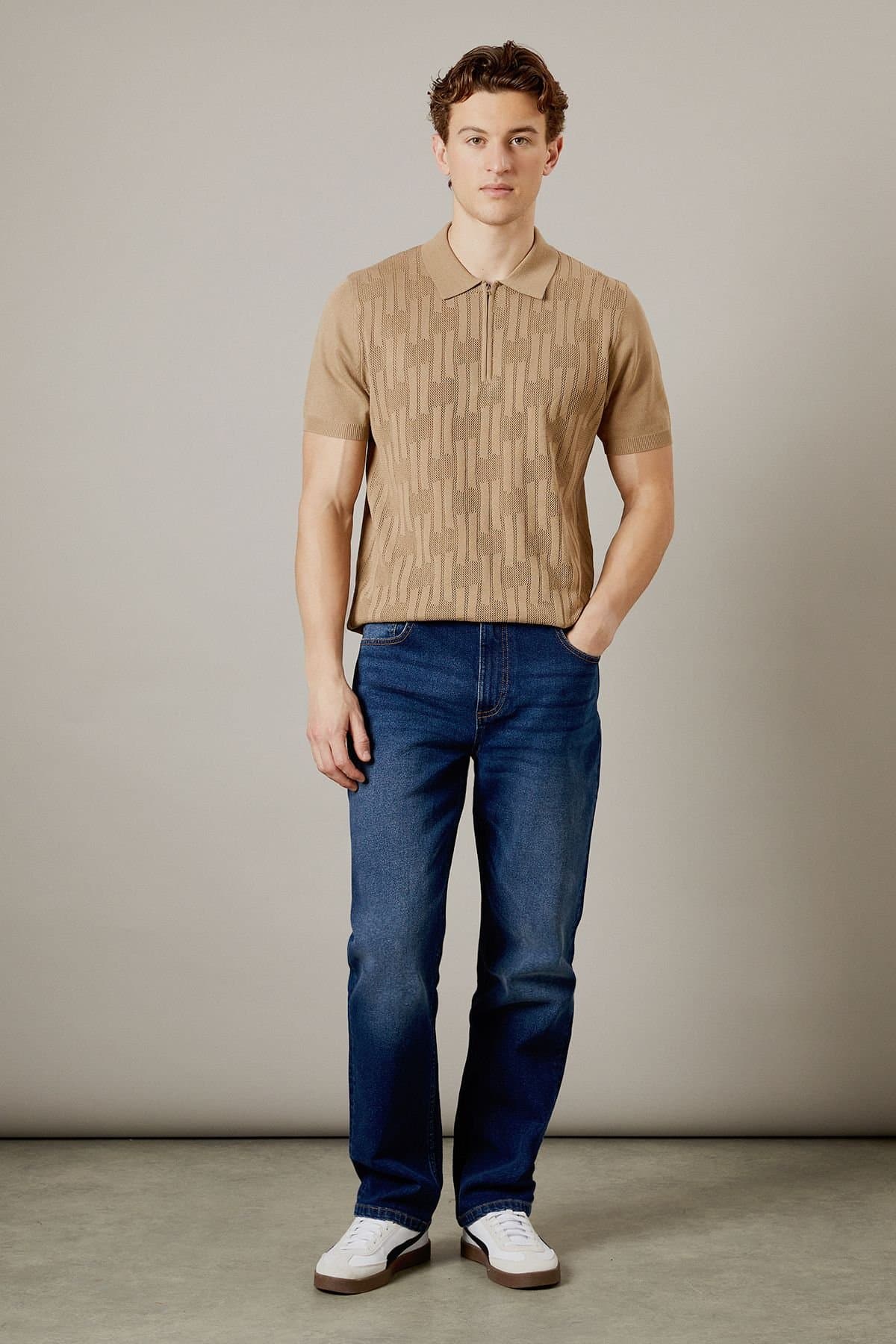 Burton Burton Men's Dark Wash Stretch Straight Fit Jeans in Dark Blue