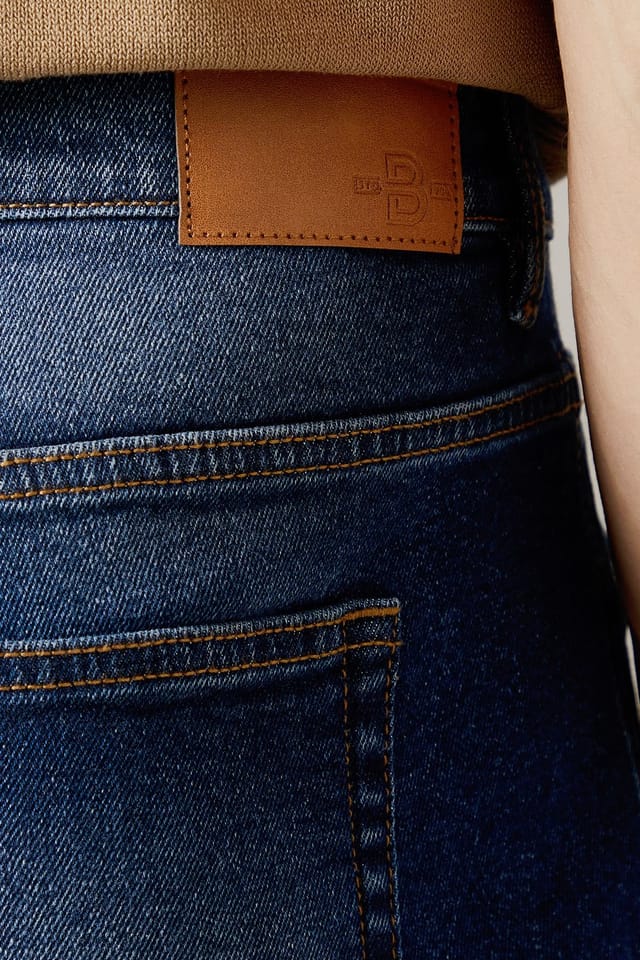 Burton Burton Men's Dark Wash Stretch Straight Fit Jeans in Dark Blue - 3