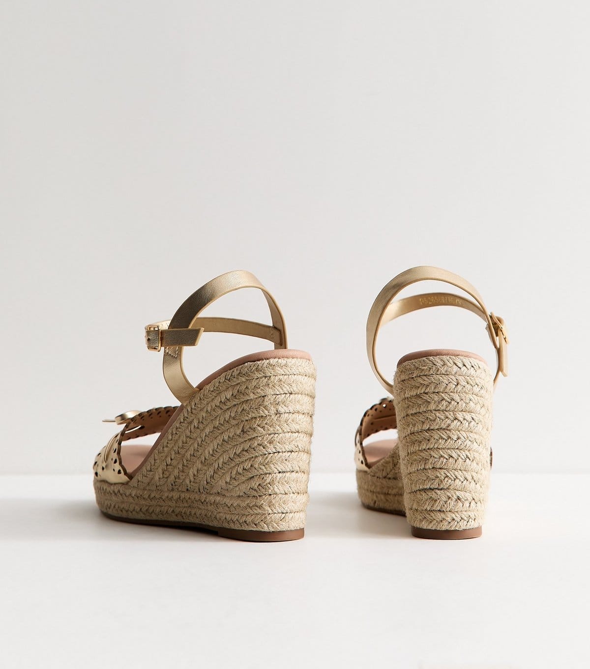 New Look Women's Gold Faux Leather Threaded Bow Wedge Sandals Vegan New Look - 4