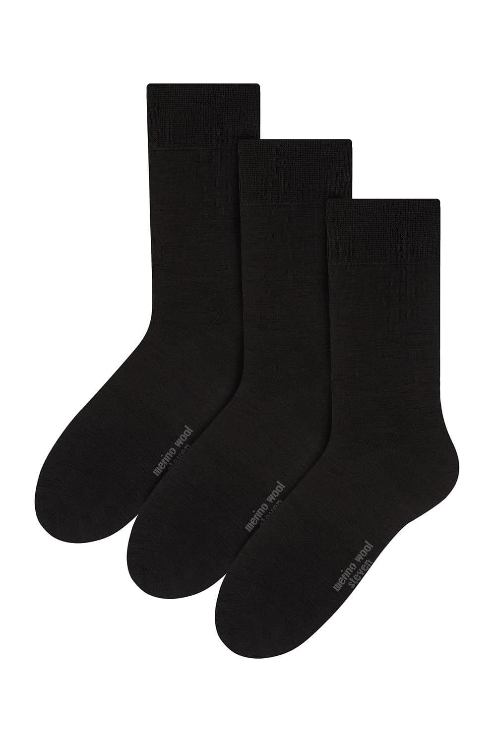 Steven Steven Men's 3 Pairs Warm Merino Wool Socks in Black