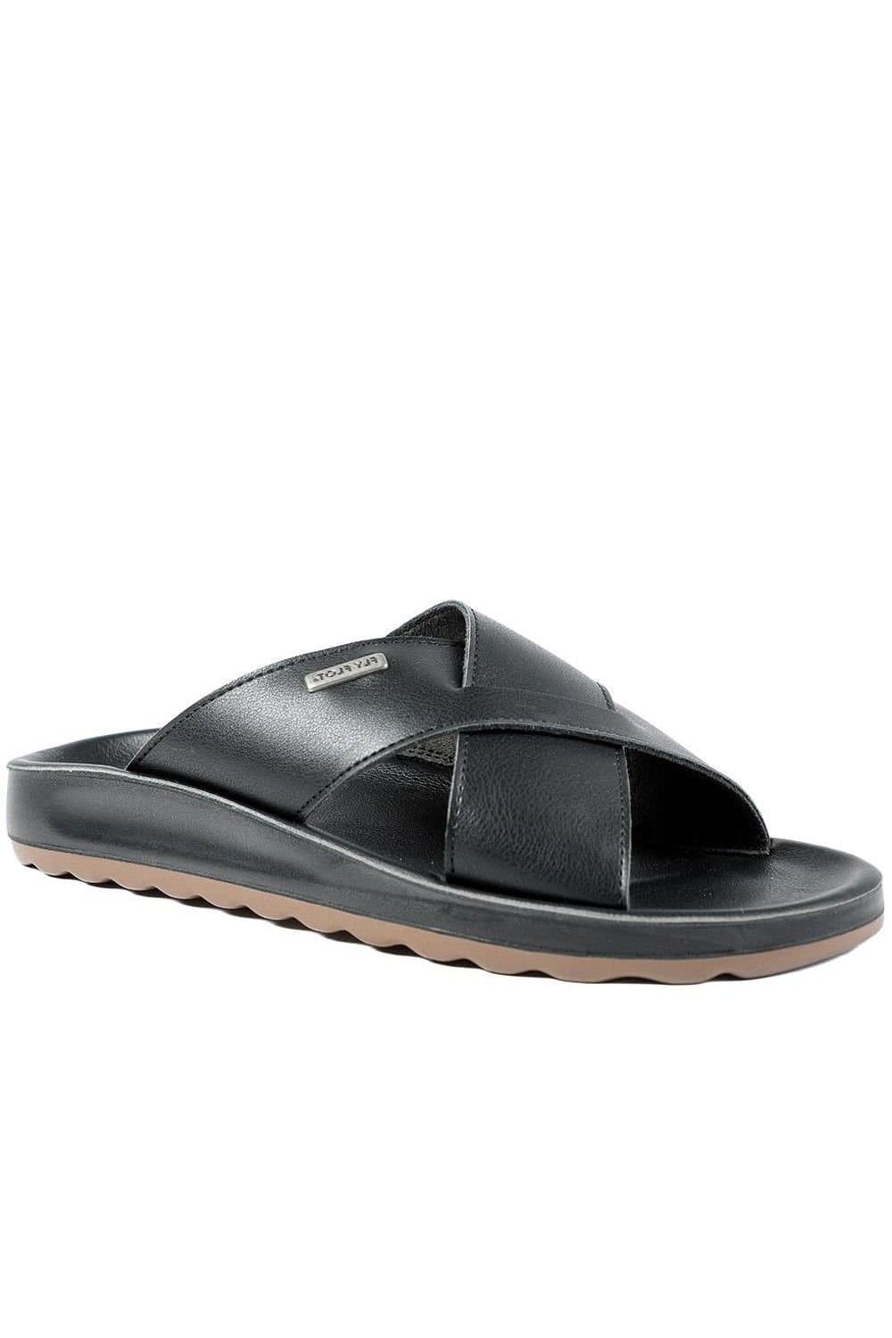 Fly Flot Fly Flot Black Leather Strappy Sandals