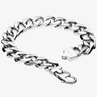 Fred Bennett Fred Bennett Men's Stainless Steel 22cm Curb Bracelet FB-B3896 in Silver - 1