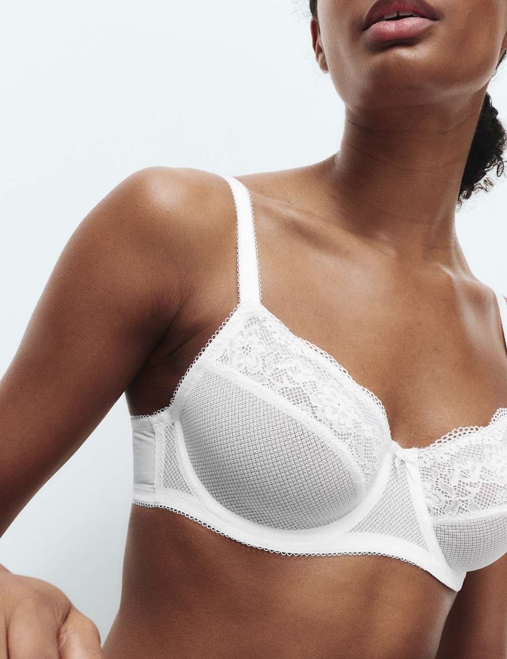 Marks & Spencer M&S Jasmine Lace Wired Minimiser Bra (C-H) White - 1