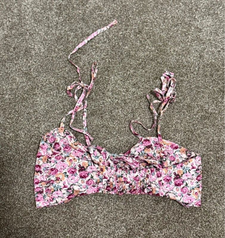 ASOS ASOS Floral Co-ord Set Tie Front Crop Top & Mini Skirt Size UK 8