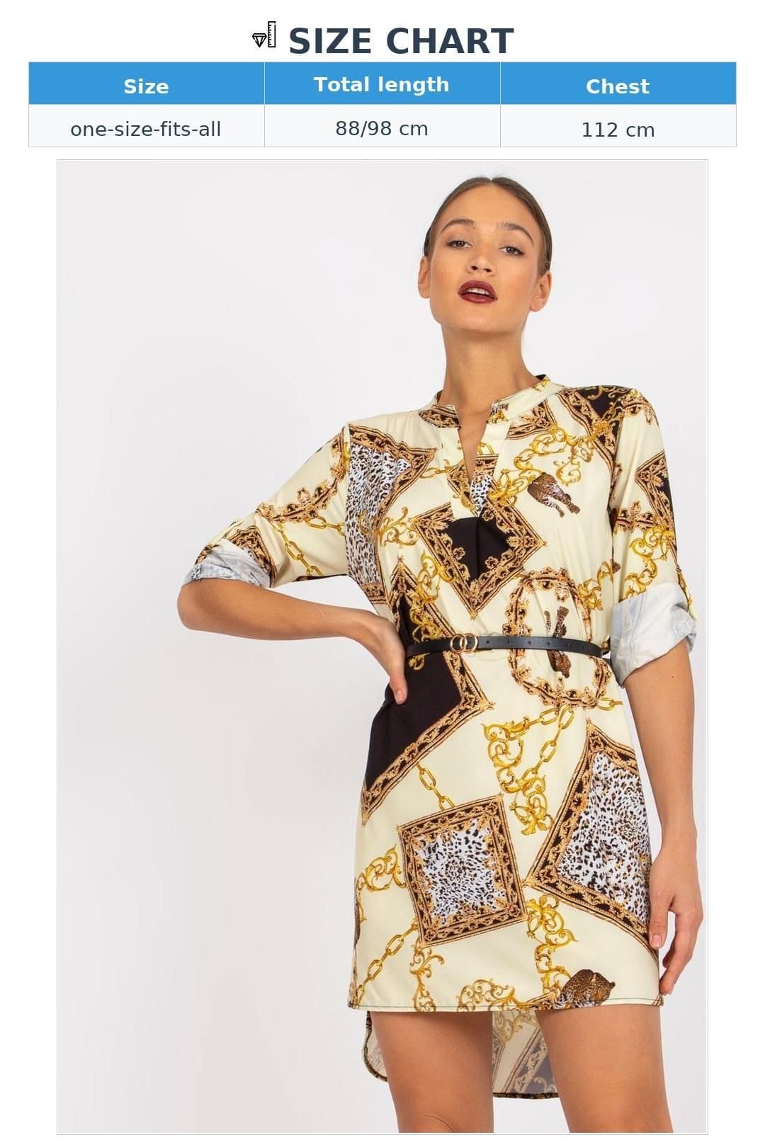 Love Lace Love Lace Women's Patterned Straight Belt Dress in Yellow - 4