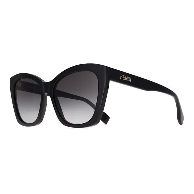 Fendi Fendi Women's Cat Eye Shiny Black Smoke Grey Gradient FE40151I Lettering - 2