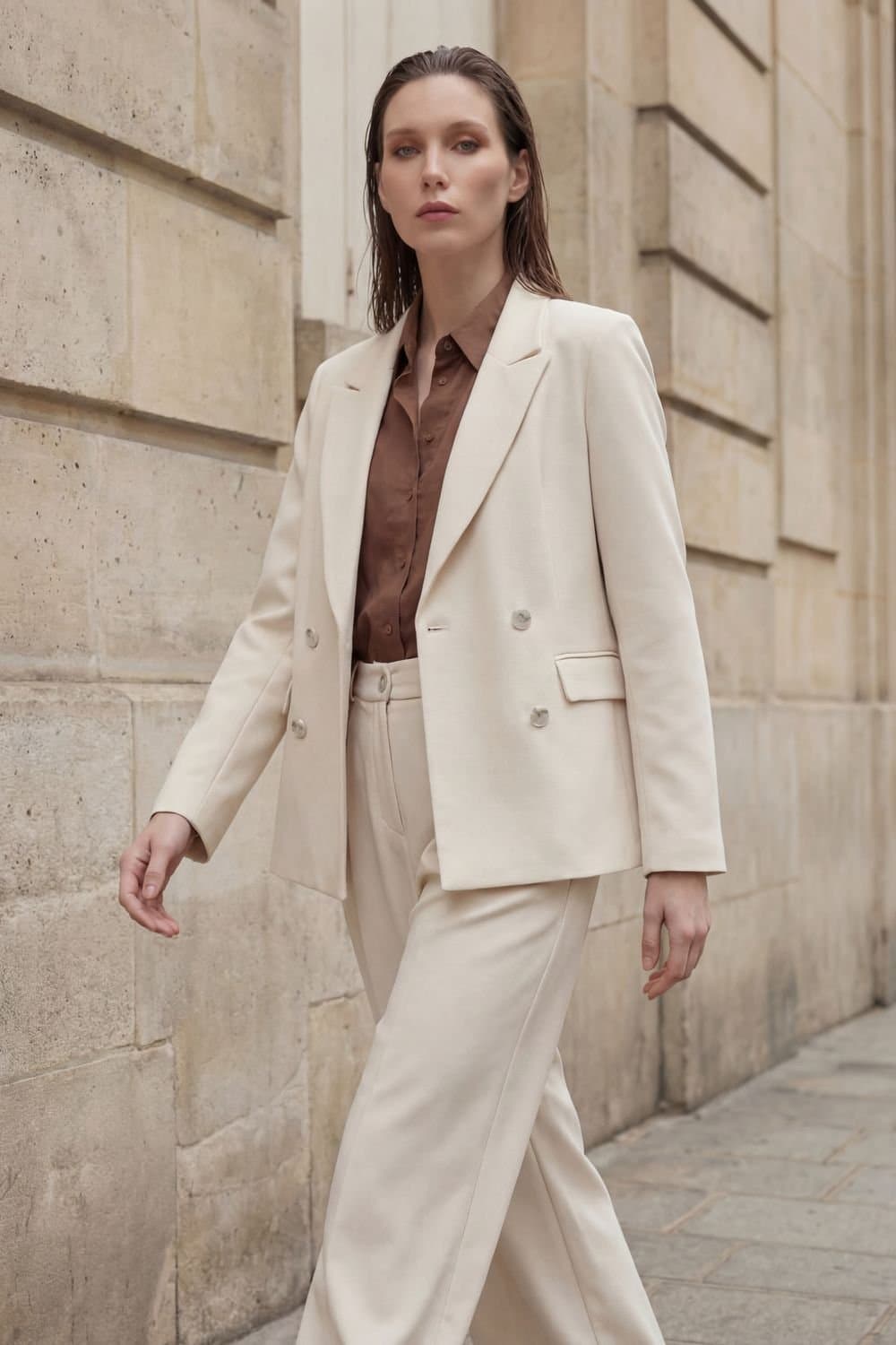 MyFashion MyFashion Cream Polyester/Viscose/Elastane Blazer Jacket